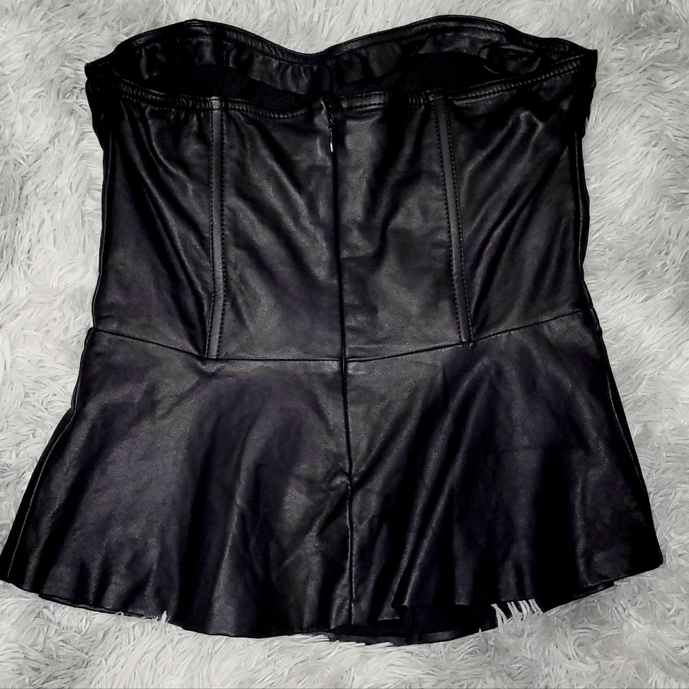 Vegan Leather Tank & Corset Peplum Tops 2pc Bundle, S - Picture 4 of 10